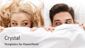  Presentation with funny - Cool new theme with young couple looking at each backdrop and a white colored foreground