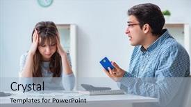  Presentation with finance - PPT theme enhanced with young couple looking at family background and a light blue colored foreground