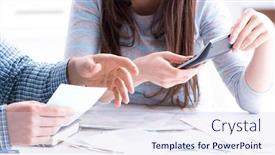  Presentation with finance - Cool new PPT layouts with young-couple-looking-at-family backdrop and a sky blue colored foreground