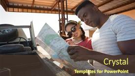  Presentation with petrol station - Amazing presentation having young-couple-looking-at-map backdrop and a tawny brown colored foreground