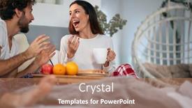  Presentation with relationship - Amazing theme having young-couple-loves-chatting backdrop and a coral colored foreground