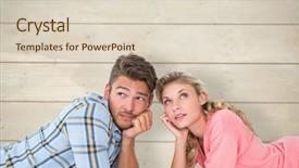  Presentation with thinking - Slides consisting of young couple lying and thinking background and a lemonade colored foreground