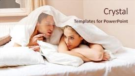  Presentation with quilt - Presentation theme featuring young couple lying on bed under quilt background and a lemonade colored foreground