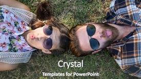  Presentation with grass - Amazing theme having young couple lying on grass backdrop and a tawny brown colored foreground