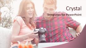  Presentation with photo tulips - Slides enhanced with young couple makes viewing photos background and a  colored foreground