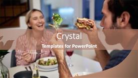  Presentation with relationship - Colorful slide set enhanced with young-couple-making-jokes backdrop and a coral colored foreground