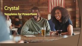  Presentation with sports bar sports bar - Presentation theme featuring young couple meeting in sports background and a tawny brown colored foreground