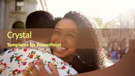  Presentation with street food new york - Slide deck having young couple meeting on urban background and a tawny brown colored foreground