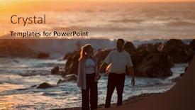  Presentation with sunset beach - PPT layouts featuring young-couple-meets background and a  colored foreground