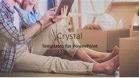  Presentation with new home - Presentation design with young-couple-moving-in-new background and a  colored foreground