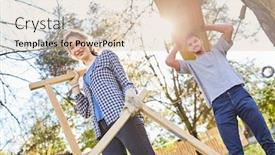  Presentation with new home - Beautiful presentation theme featuring young-couple-moving-or-renovating backdrop and a lemonade colored foreground