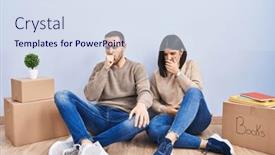  Presentation with home health care - PPT theme having young-couple-moving background and a sky blue colored foreground