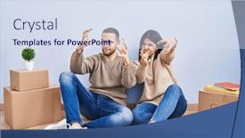  Presentation with yelling - Slide set enhanced with young-couple-moving background and a sky blue colored foreground
