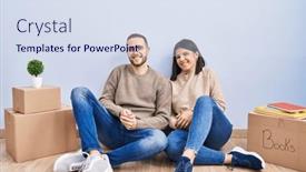  Presentation with optimistic - PPT theme featuring young-couple-moving background and a sky blue colored foreground