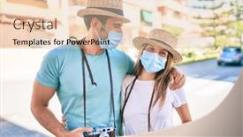  Presentation with tourists - Audience pleasing presentation design consisting of young-couple-of-boyfriend backdrop and a lemonade colored foreground