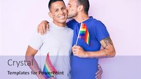  Presentation with gay pride - Slide set having young-couple-of-gay-men background and a teal colored foreground