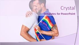  Presentation with gay flag - Audience pleasing presentation design consisting of young-couple-of-gay-men backdrop and a sky blue colored foreground