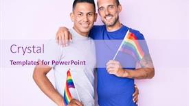  Presentation with gay flag - Slide deck with young-couple-of-gay-men background and a sky blue colored foreground
