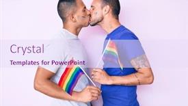  Presentation with gay pride - Theme with young-couple-of-gay-men background and a sky blue colored foreground