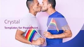  Presentation with gay flag - Amazing slide set having young-couple-of-gay-men backdrop and a sky blue colored foreground