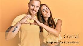  Presentation with love heart - Cool new PPT theme with young-couple-of-girlfriend backdrop and a yellow colored foreground
