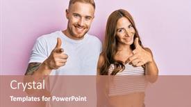  Presentation with young happy couple - Colorful PPT layouts enhanced with young-couple-of-girlfriend backdrop and a coral colored foreground