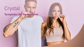  Presentation with lips mouth - Slide set consisting of young-couple-of-girlfriend background and a lemonade colored foreground