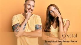  Presentation with thinking - PPT layouts consisting of young-couple-of-girlfriend background and a yellow colored foreground
