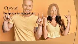  Presentation with rock music - PPT theme featuring young-couple-of-girlfriend background and a yellow colored foreground
