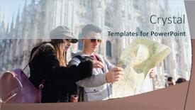  Presentation with italy map - Slide deck consisting of young-couple-of-tourists-holding background and a sky blue colored foreground