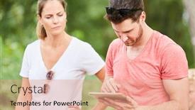  Presentation with navigation - Slides consisting of young-couple-on-a-nature background and a coral colored foreground