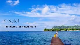  Presentation with wooden - Audience pleasing slide deck consisting of young-couple-on-a-wooden backdrop and a light blue colored foreground