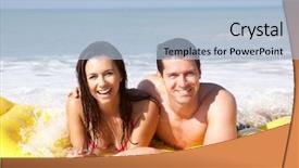  Presentation with holiday - PPT layouts with young couple on beach holiday background and a light blue colored foreground