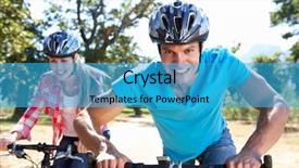  Presentation with man riding big bike motor - Presentation theme having young couple on country bike background and a teal colored foreground