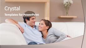  Presentation with love - PPT layouts having young couple on the sofa background and a coral colored foreground