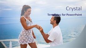 Presentation with yacht - PPT theme with young couple on their yacht at sea background and a sky blue colored foreground