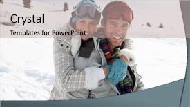  Presentation with catholic couple silhouette of young - Audience pleasing presentation consisting of young couple on winter vacation backdrop and a mint green colored foreground