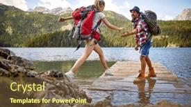  Presentation with togetherness - PPT theme enhanced with young-couple-on-wooden-jetty background and a tawny brown colored foreground