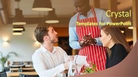  Presentation with bistro - Presentation with young-couple-placing-an-order background and a tawny brown colored foreground
