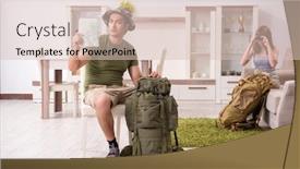  Presentation with planning - Cool new slides with young couple planning a trip to mountains backdrop and a lemonade colored foreground