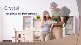  Presentation with planning - PPT layouts featuring young couple planning a trip to mountains background and a sky blue colored foreground