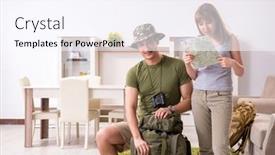  Presentation with planning - Audience pleasing PPT layouts consisting of young-couple-planning-a-trip backdrop and a sky blue colored foreground