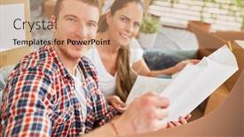  Presentation with architectural drawings - Theme consisting of young-couple-planning-the-new background and a coral colored foreground