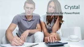  Presentation with catholic couple silhouette of young - Amazing slide deck having think woman pen - young couple planning their budget backdrop and a sky blue colored foreground