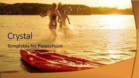  Presentation with black couple having fun - Beautiful slides featuring young couple playing and having backdrop and a yellow colored foreground