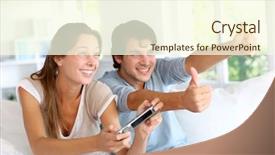  Presentation with video game 3d play games - Audience pleasing PPT theme consisting of young couple playing video games backdrop and a cream colored foreground