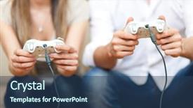  Presentation with apartment - Theme consisting of young couple playing video games background and a ocean colored foreground