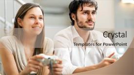  Presentation with video game 3d play games - Audience pleasing presentation design consisting of young couple playing video games backdrop and a soft green colored foreground
