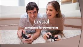  Presentation with video game 3d play games - Amazing theme having young couple playing video games backdrop and a violet colored foreground