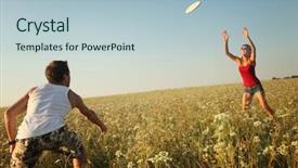  Presentation with clear - Slides enhanced with young couple playing with disc background and a light blue colored foreground